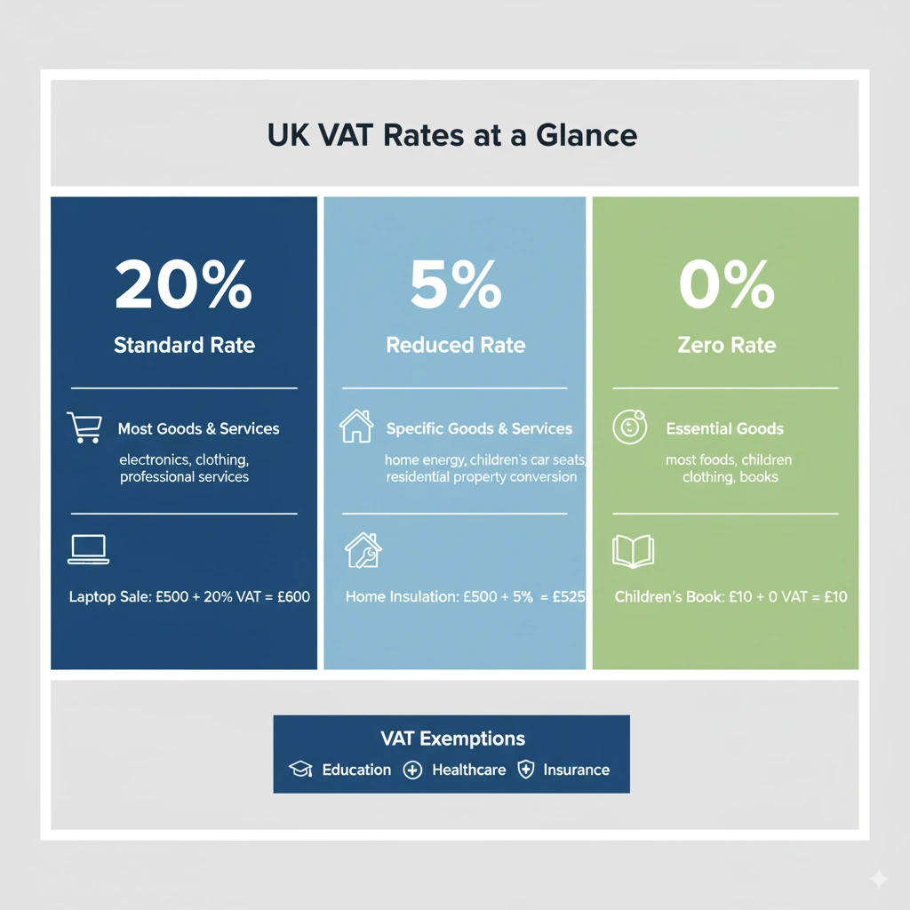 UK VAT rates for the year 2025 by HMRC.