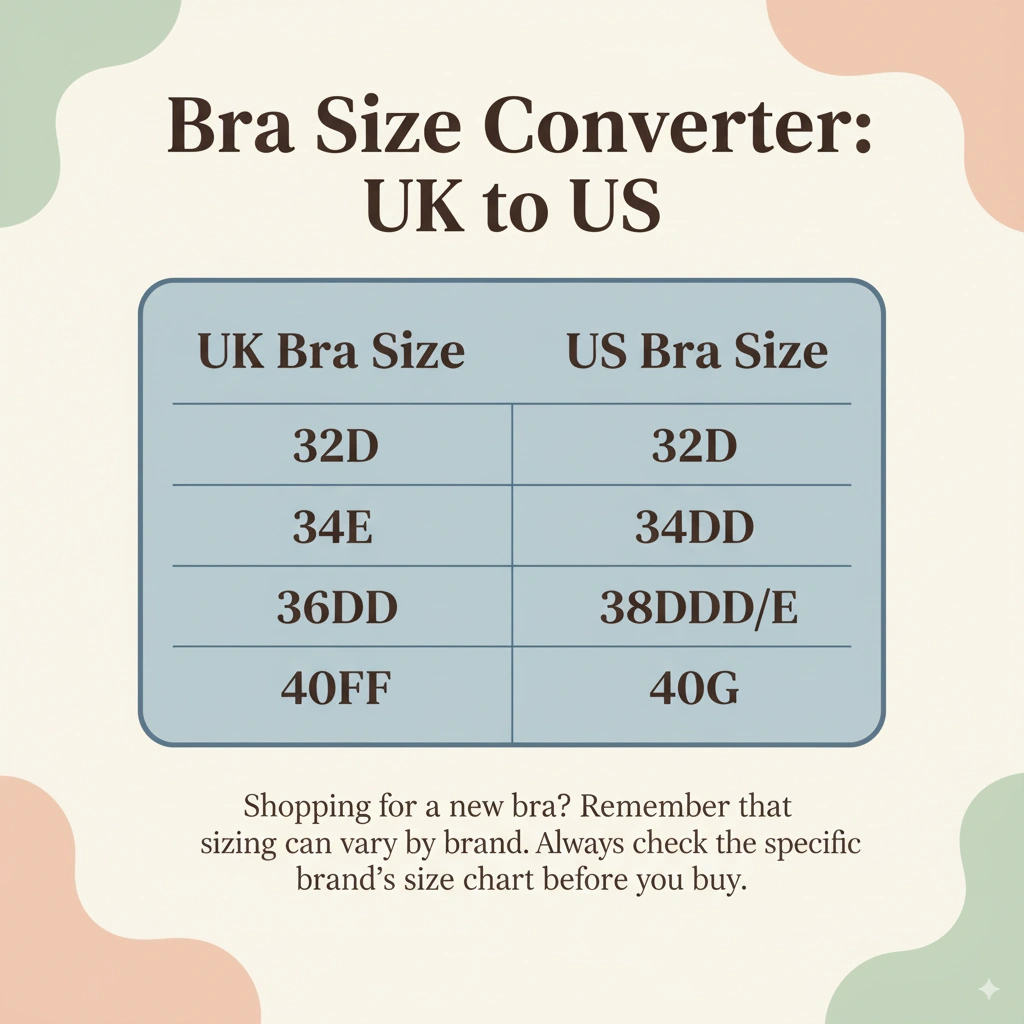 Bra Size converter from UK to USA sizes.