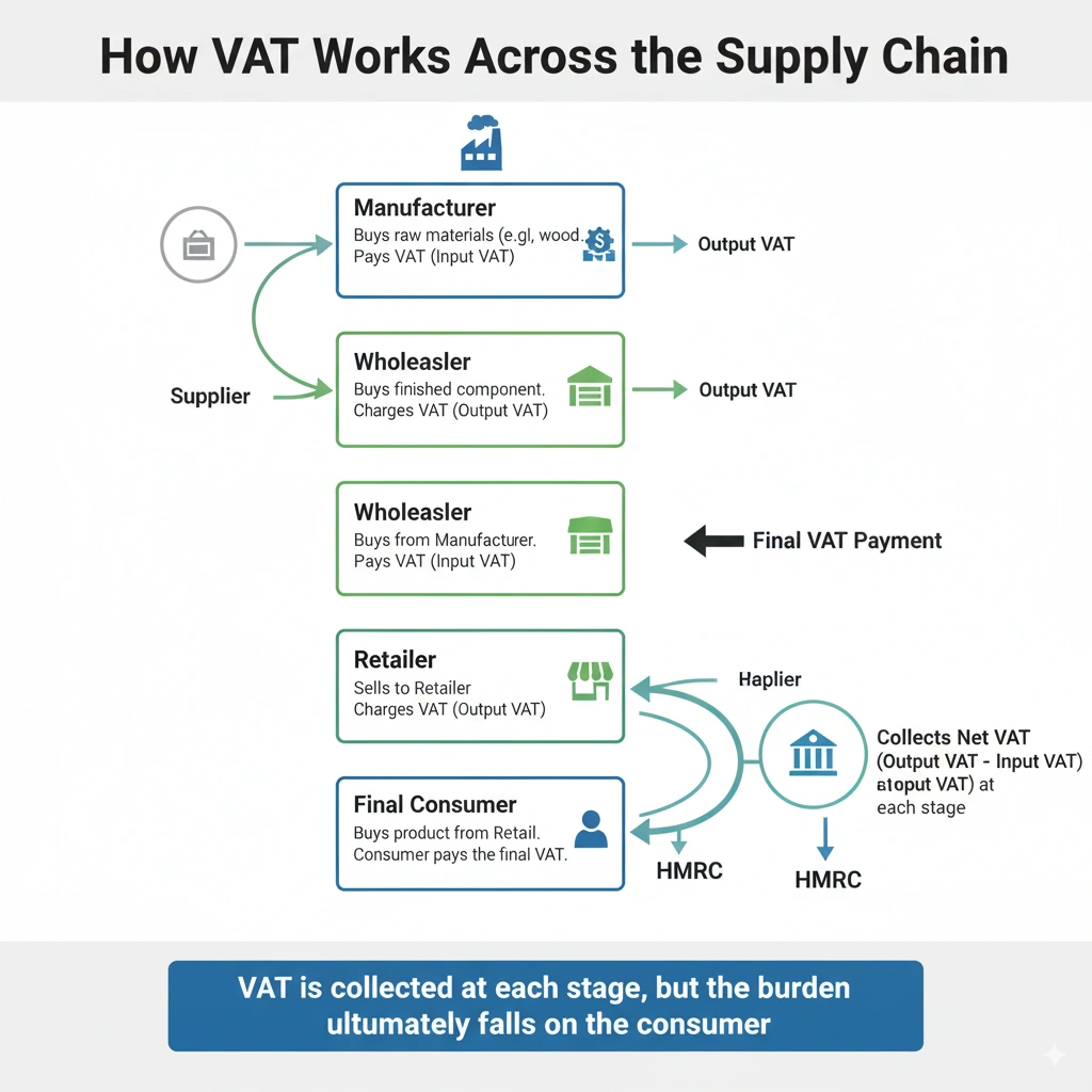How VAT works across supply chains in the UK.