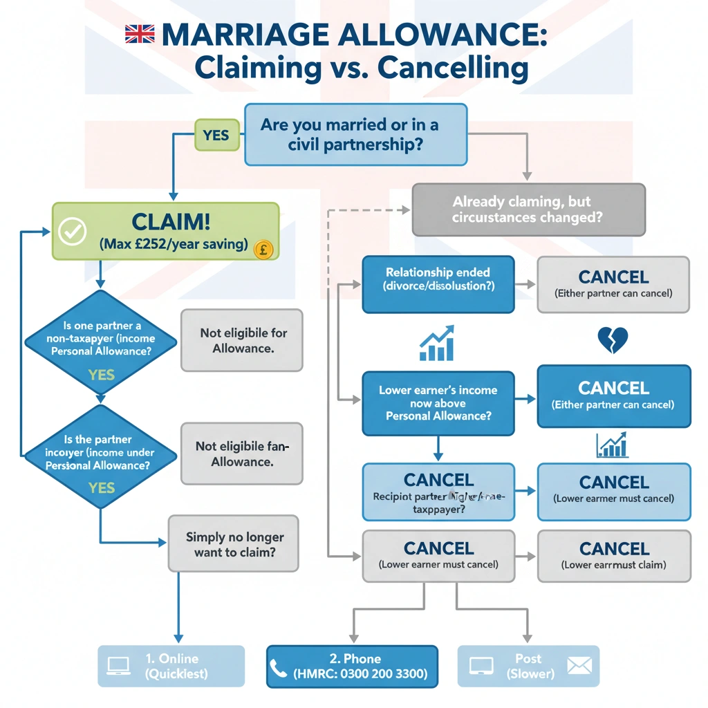 Marriage Allowance canceling vs claiming in the UK.