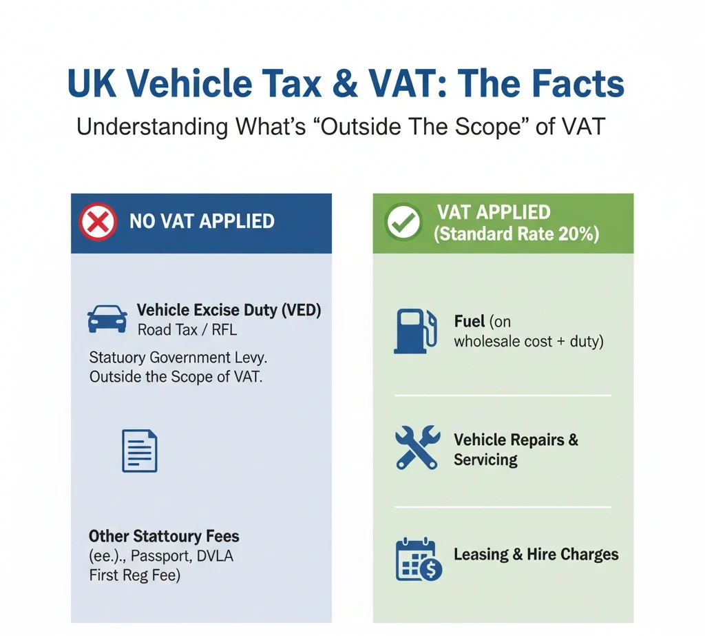 UK vehicle tax and VAT.