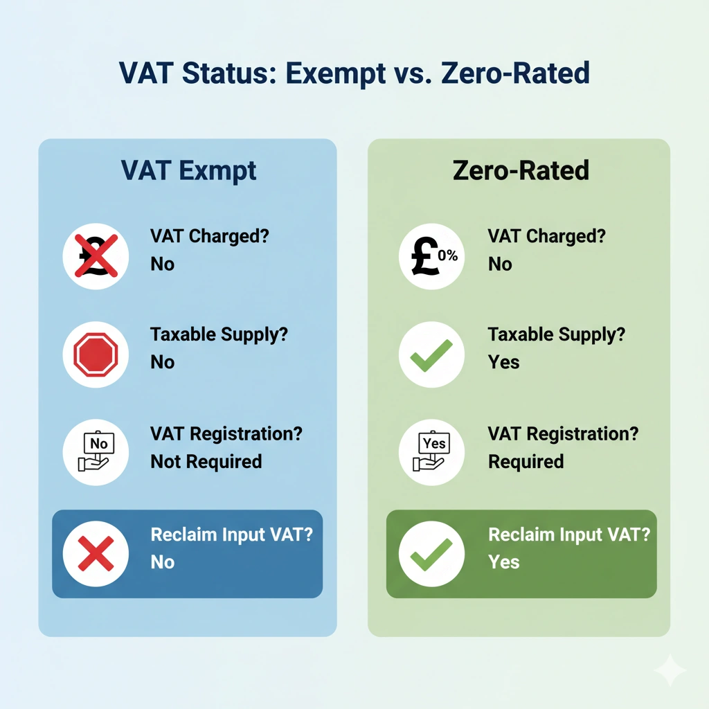 VAT Exempt vs Zero Rated items in the UK.