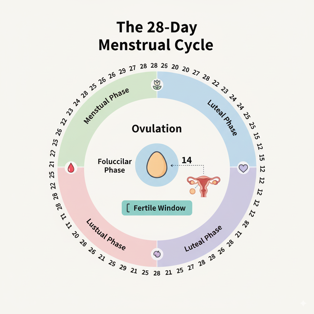 28 Day menstrual cycle explained.