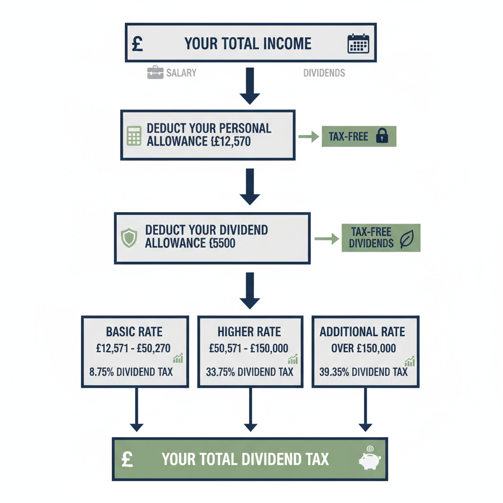 Flowchart for Dividend Tax UK for the year 2025.