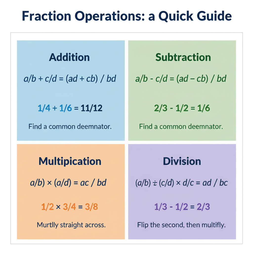 Fraction options including Addition, Substraction, Multiplication and Division.