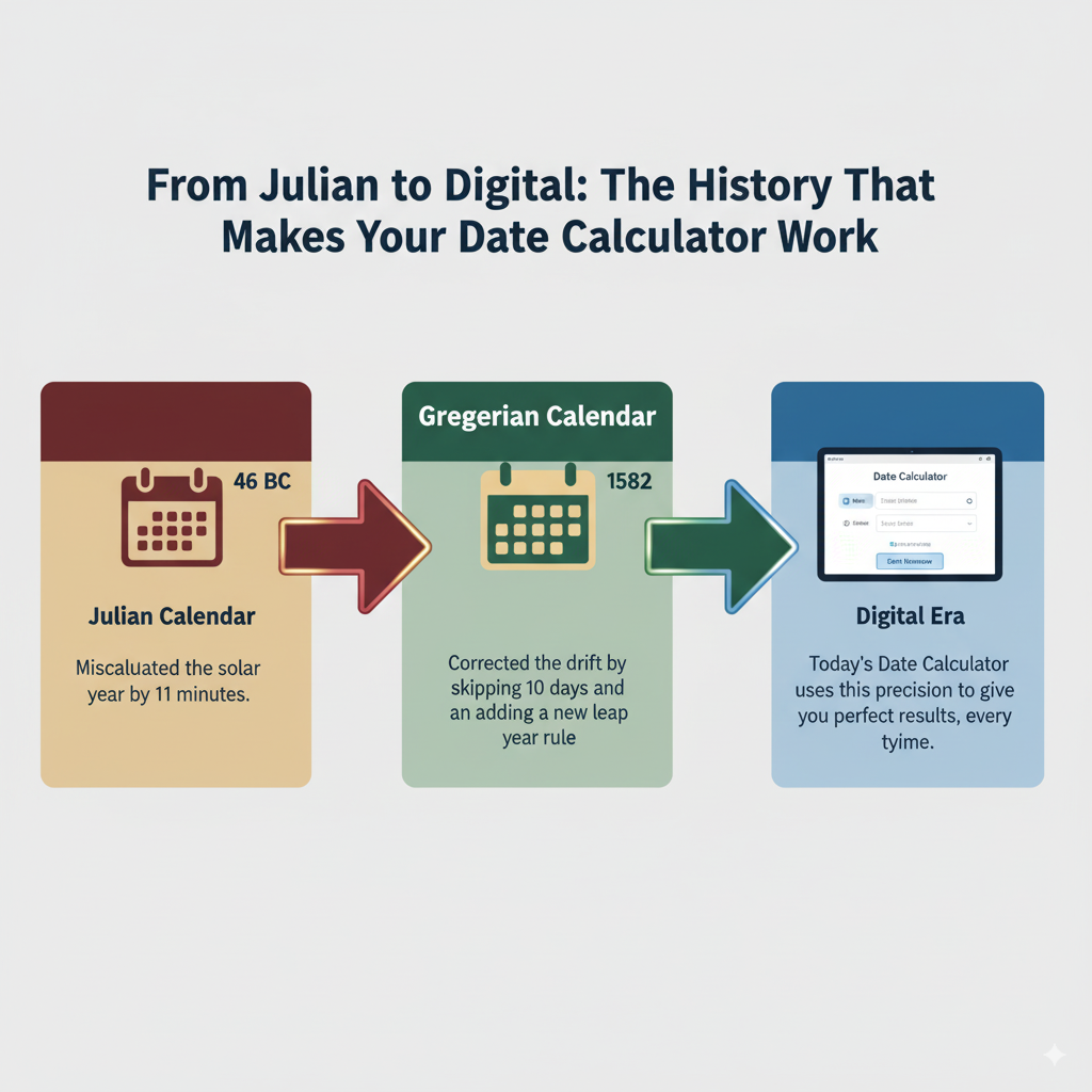 The history of date calender, from julian to gregorean and digital.